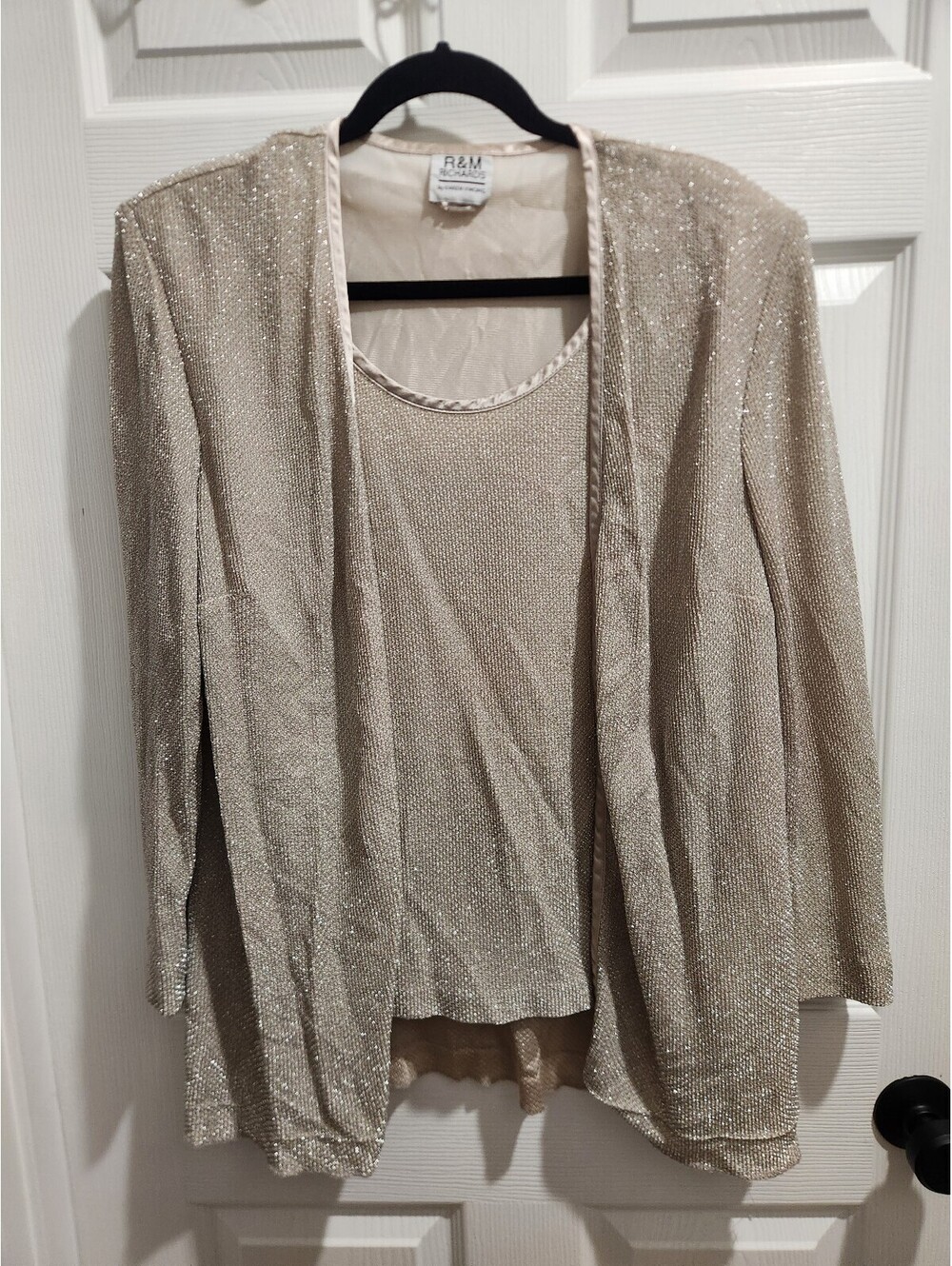 R&M Richards Metallic Beige Jacket Size 18